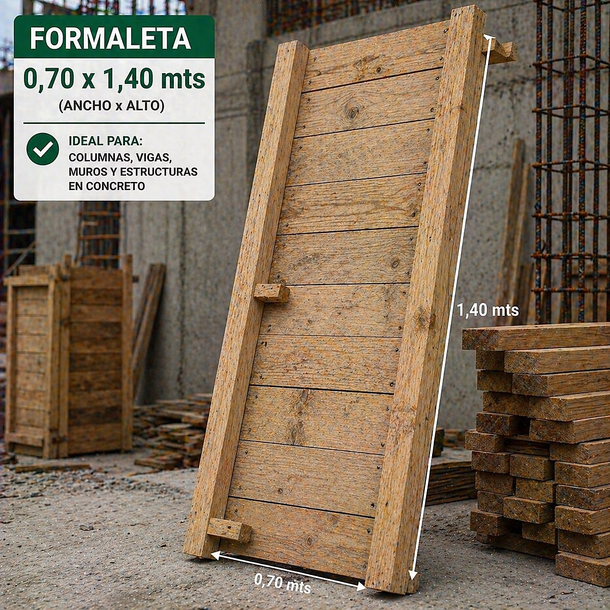 Formaleta de madera de 70 por 140 centímetros